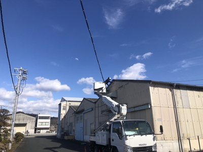 LAN配線工事-屋外架空LAN配線